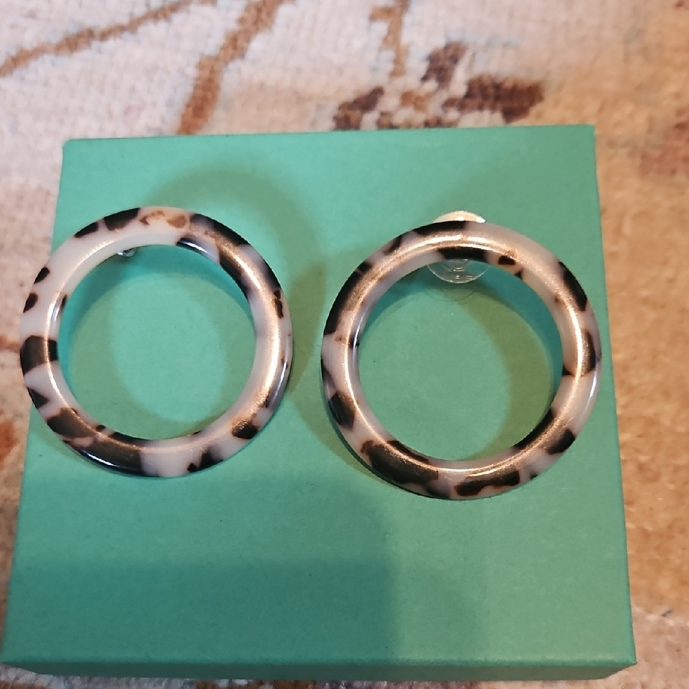 Madewell Round Leopard Resin Hoop Earrings -